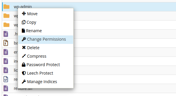 All folders must have 755 permissions and files must have 644 permissions to be accessible