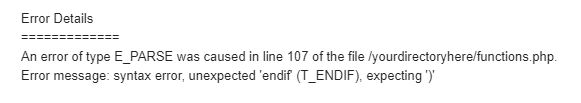 email with detailed information about the error to the administrative email for the application.